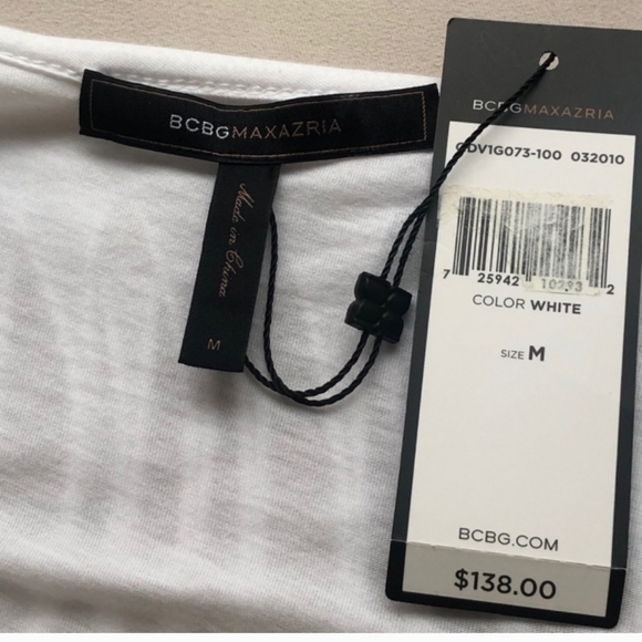 BCBGMaxAzria White Shirt withDistressed Overlay - Picture 4 of 5